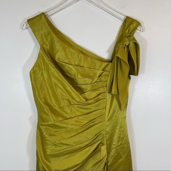 NWT white by vera wang bridesmaid dress chartreuse satin one shoulder mini - Picture 6 of 12